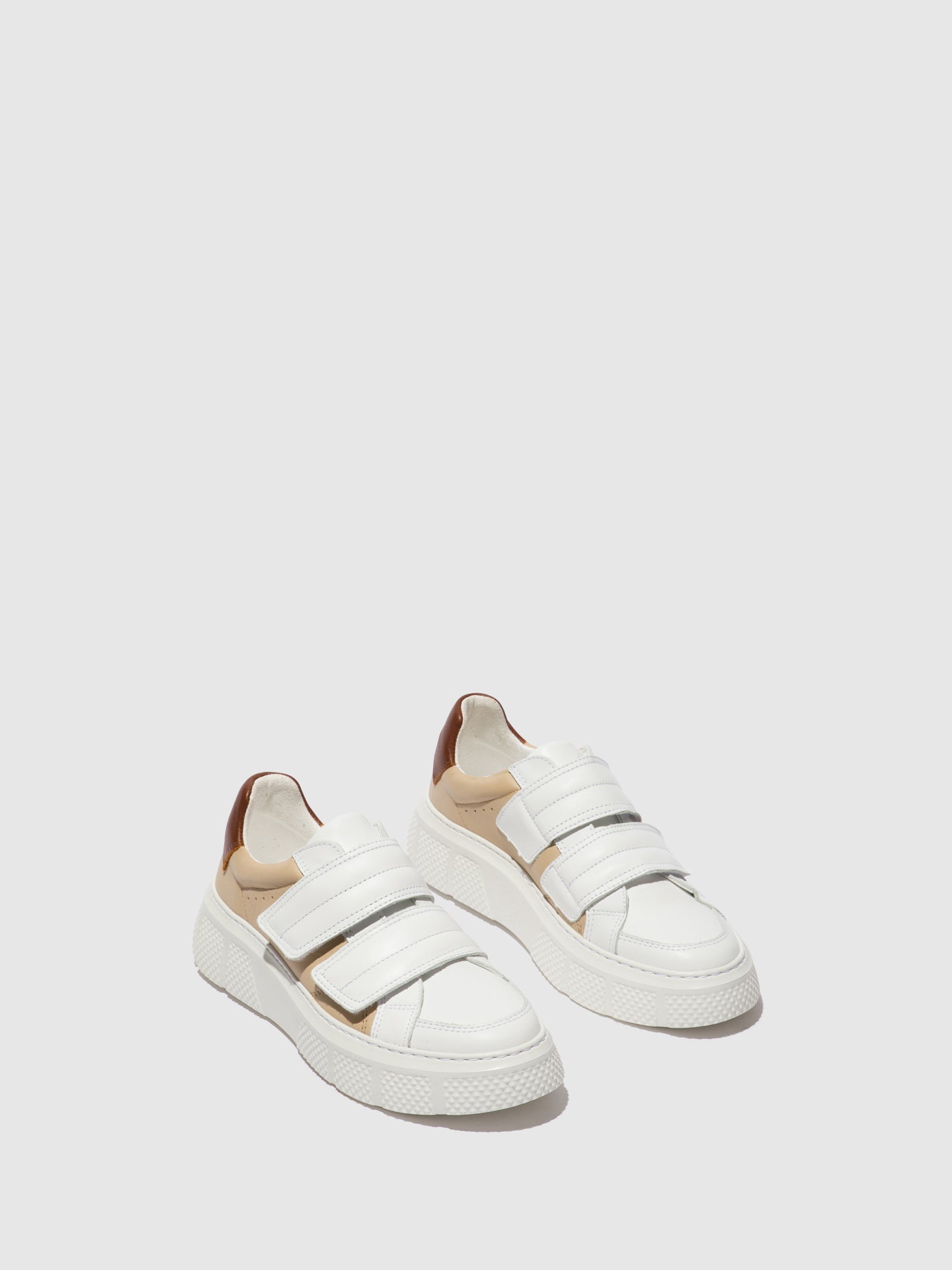 Fly London Ténis com Velcro EDDA513FLY WHITE/BEIGE/COGNAC